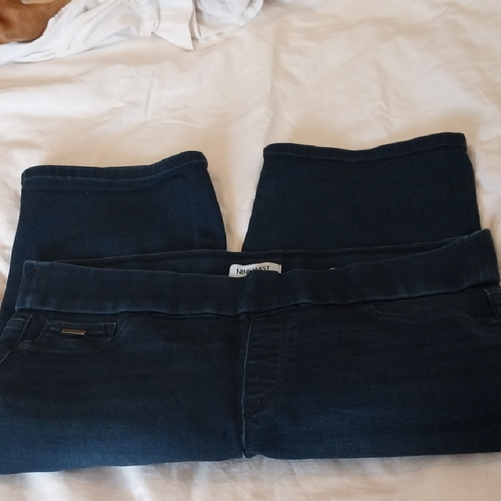Nine West Heidi Pull on Skimmer Stretch Jeans Burmudas Size 14